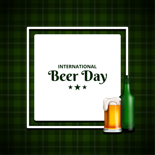 国际啤酒日，8月。干杯碰杯啤酒概念。矢量插图。图片下载