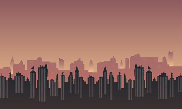 在下午勾勒出一个城市的轮廓图片下载