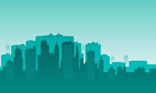 有很多建筑的城市剪影图片下载