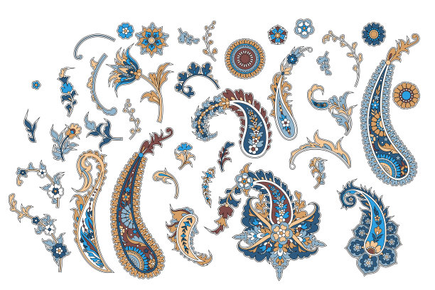 一套传统的印度佩斯利图片下载