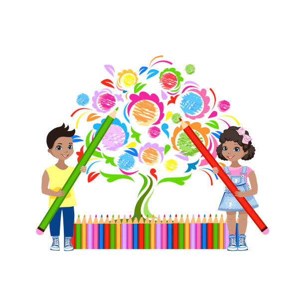 墙上画着不同国籍的快乐的孩子们图片下载