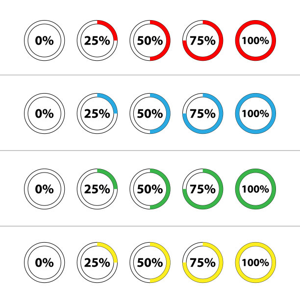 圆进度条设置，信息图用户界面矢量插图设计图片下载
