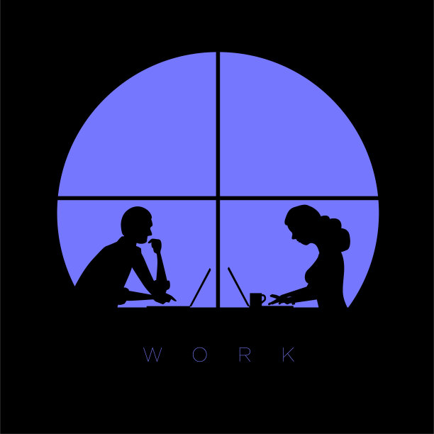 男人和女人在深夜用笔记本电脑工作。图片下载