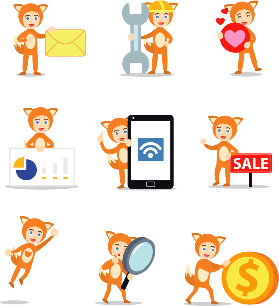 设定角色人在橙色狐狸服装和尾巴图片下载