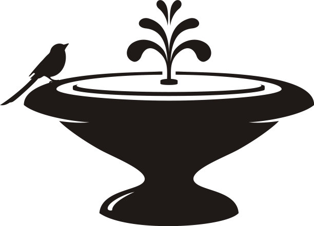 鸟水喷泉石园林装饰标志图片下载