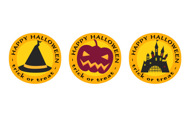 万圣节图标、帽子、南瓜和城堡素材图片下载