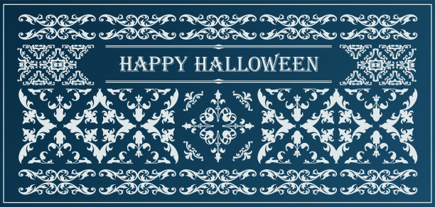万圣节框架材料，十月，古董装饰，复古图案，植物常春藤图片下载