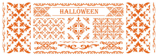 万圣节框架材料，十月，古董装饰，复古图案，植物常春藤图片下载