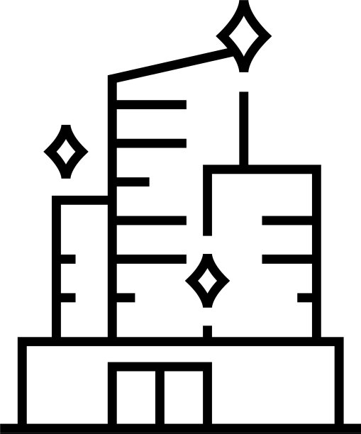 办公楼清扫线图标概念标志图片下载