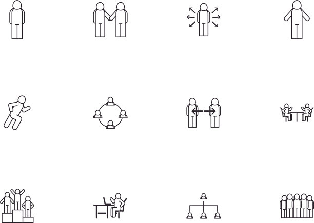 孤立的头像线条风格图标集设计图片下载