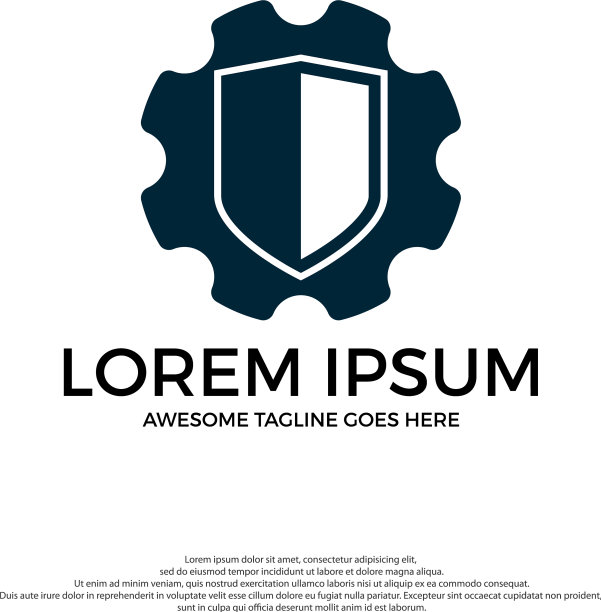 盾牌图标与齿轮形状模板图片下载