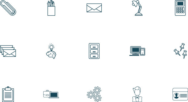 办公和业务线风格图标设置图片下载