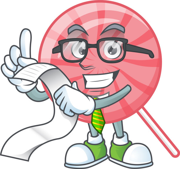 一个有趣的卡通粉色圆形棒棒糖和菜单图片下载