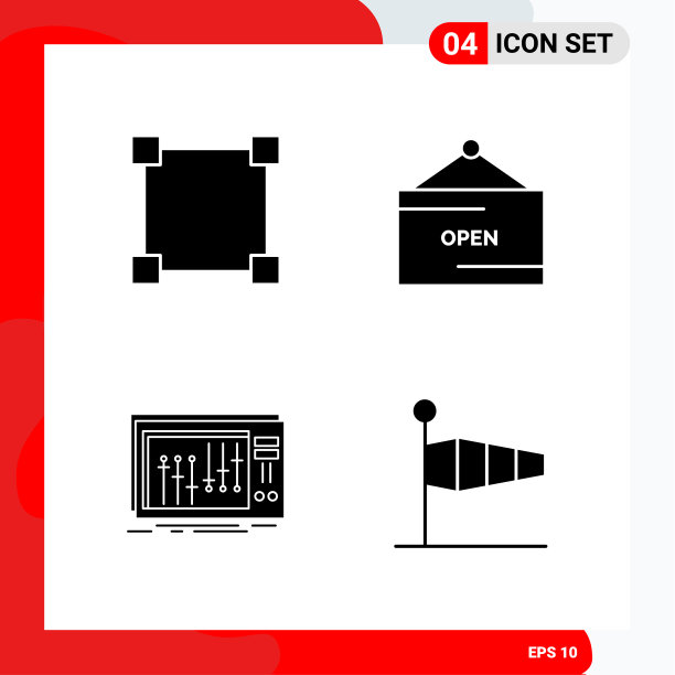 创意集4个通用字形图标孤立图片下载