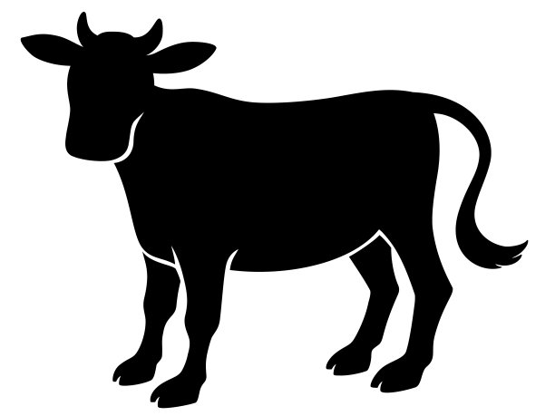 一头站着的牛的剪影插图图片下载