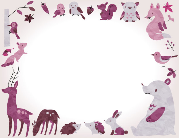 可爱的框架与秋叶和动物图片下载