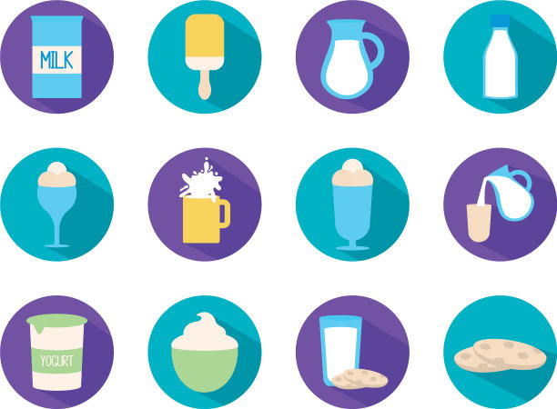 孤立乳品平面风格图标集设计图片下载