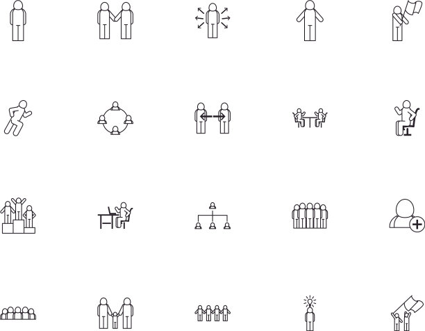 孤立的头像线条风格图标集设计图片下载