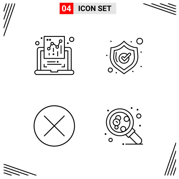 4图标线条样式基于网格的创意轮廓图片下载