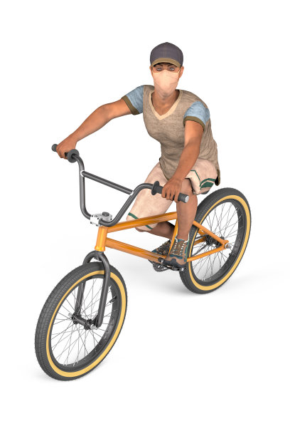 男孩在滑板上戴着防护面具图片下载