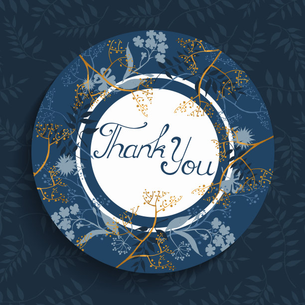 婚礼感谢卡片模板与花卉元素图片下载