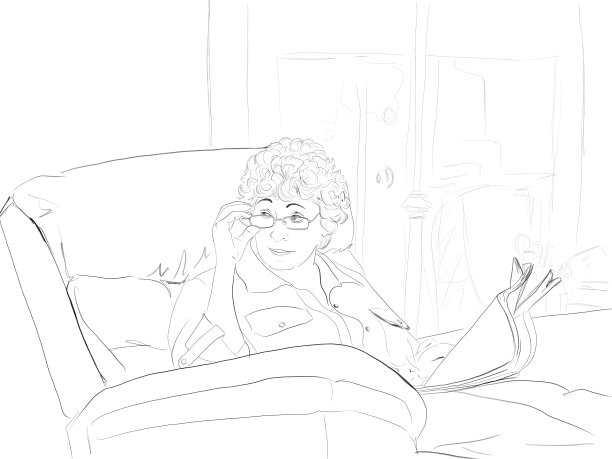 妈妈椅子绘画BW图片下载