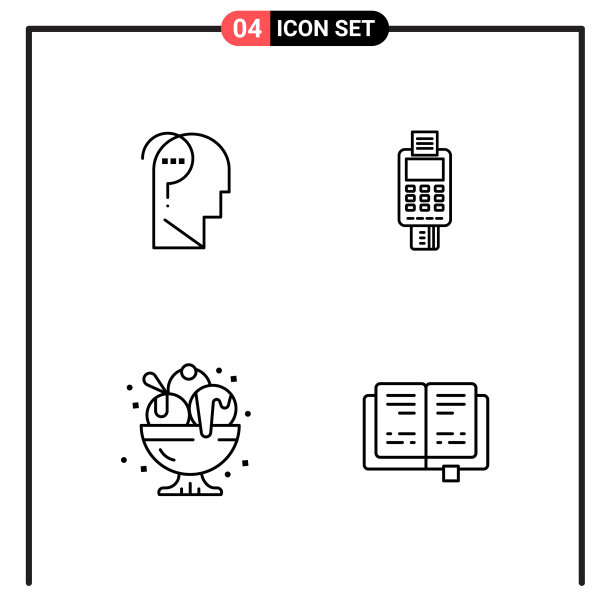 为网页和移动设置4个线条样式图标图片下载