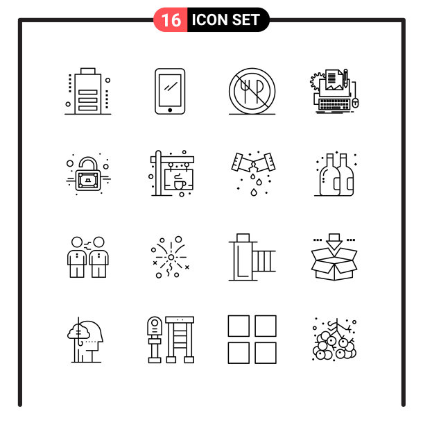 为网页和手机设置16个线条样式图标图片下载