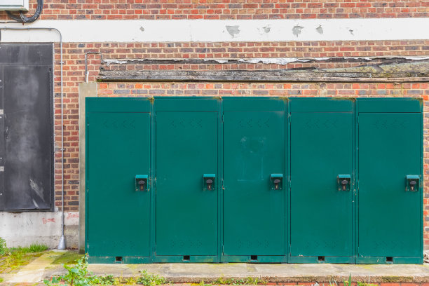 伦敦南部罗金厄姆的市政自行车储物柜图片下载