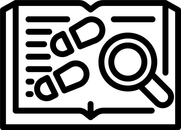 书足迹和放大镜图标轮廓风格图片下载