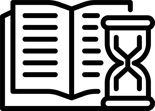 打开书和沙漏图标轮廓样式图片下载