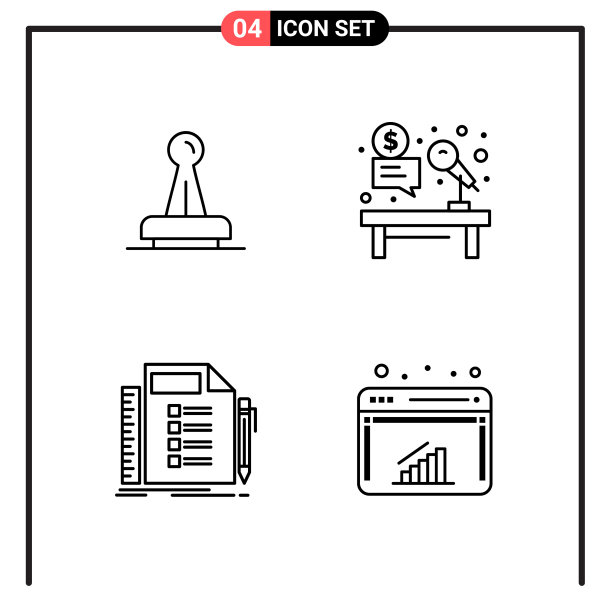 为网页和移动设置4个线条样式图标图片下载