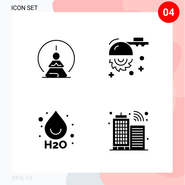 包4个图标在固体风格的创意字形图片下载