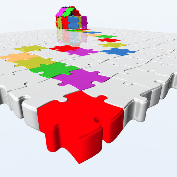 家庭房子拼图块背景- 3d渲染图片下载