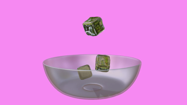 冰块掉在玻璃碗里图片下载