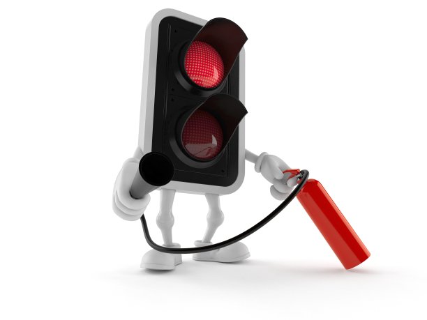 手持灭火器的红绿灯字符图片下载