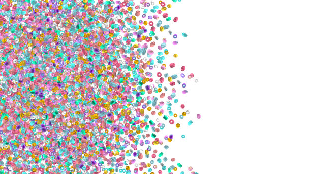 珠孤立在黑色。时尚配件。手工工艺。玻璃珠俯视图。亮片。堆的宝石。莱茵石。现实的例子。3 d渲染。的爱好。珠宝。图片下载