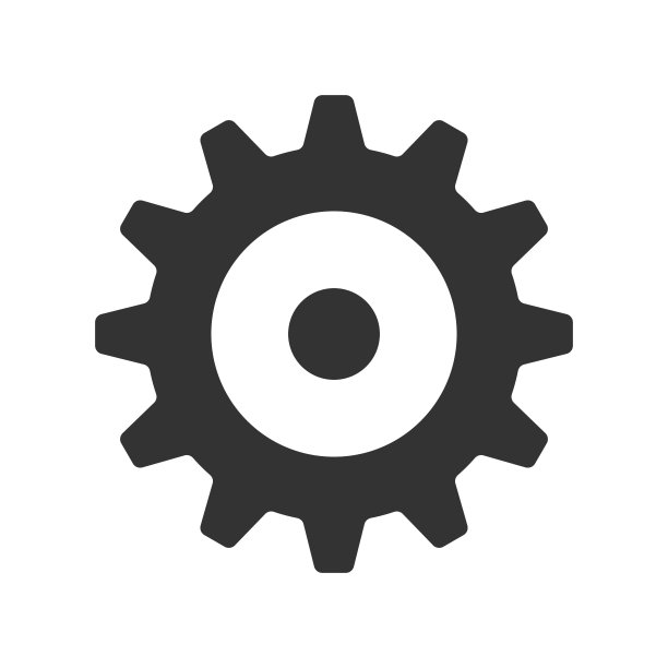 齿轮图标。链轮的标志。设置按钮的迹象。机械装置的象征。白色背景上孤立的黑色剪影。矢量插图形象。图片下载