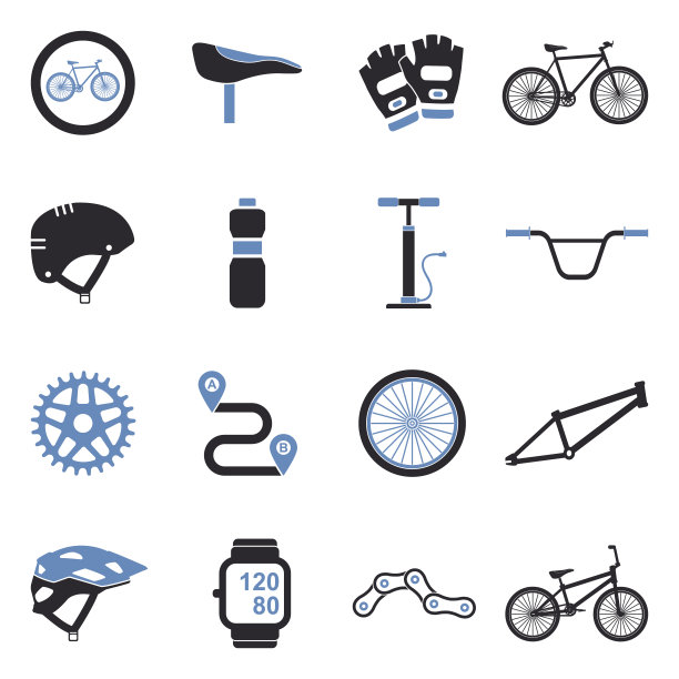 自行车图标。双色调平面设计。矢量插图。图片下载