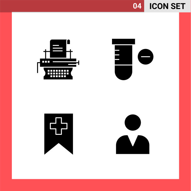 4个图标包的固体样式的字形符号上的白色图片下载