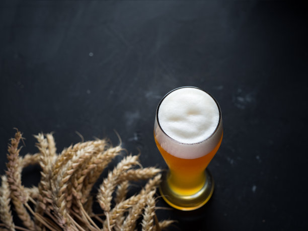 一杯小麦啤酒俯视图图片下载