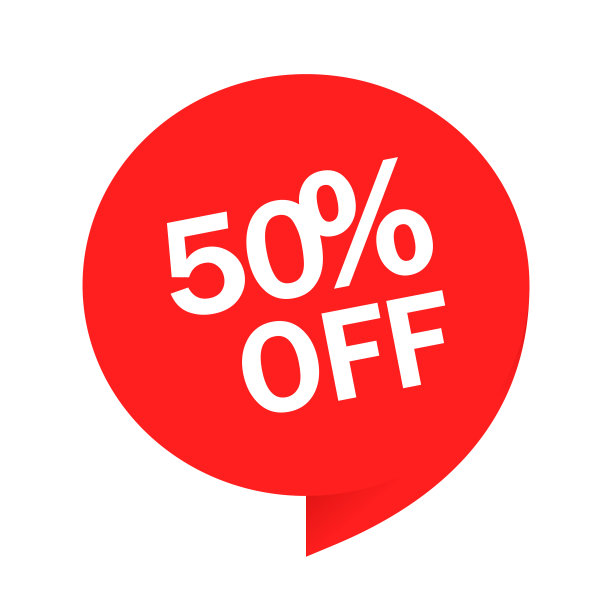 红色标签特别优惠50%折扣标签销售孤立矢量插图。图片下载
