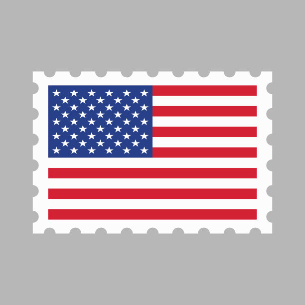 美国国旗邮票孤立的背景。美利坚合众国。图片下载