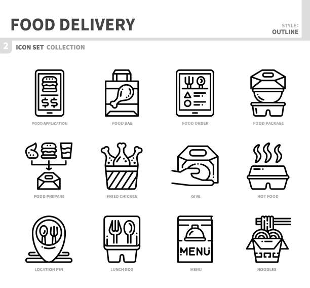 送餐图标套装图片下载