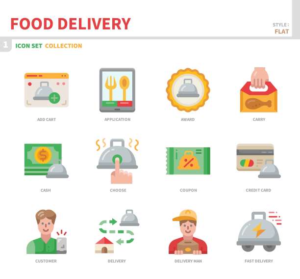 送餐图标套装图片下载