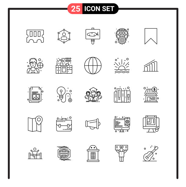 为网页和手机设置25个线条样式图标图片下载
