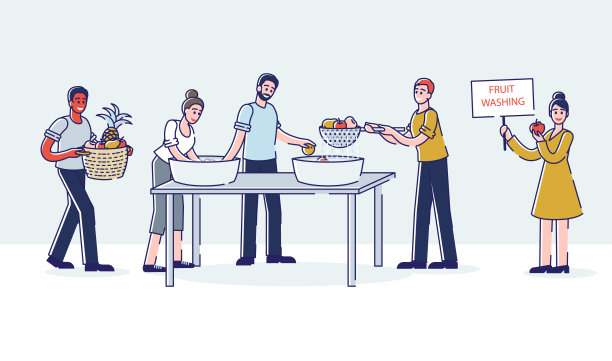 餐厅准备过程:人们在烹饪前清洗新鲜的水果和蔬菜图片下载