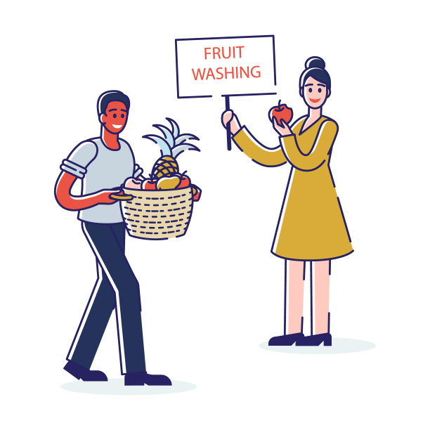 男人提着一篮子要洗的水果。餐厅或咖啡馆的烹饪准备和卫生图片下载