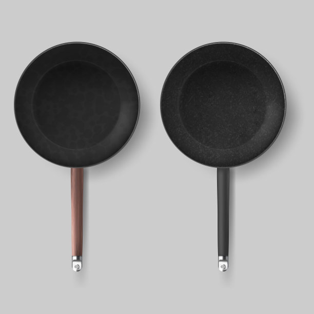 真实的空平底锅，圆形，不粘涂层图片下载