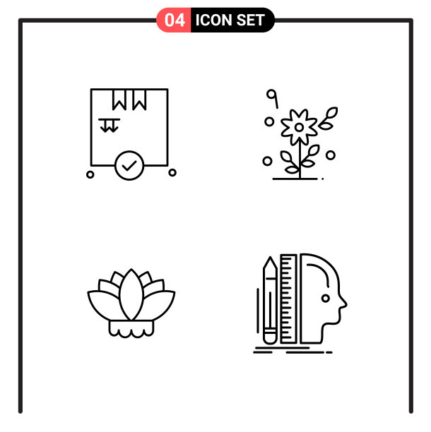 为网页和移动设置4个线条样式图标图片下载